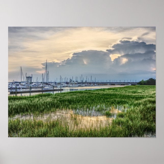 Evening At Charleston Harbor Poster (Front)