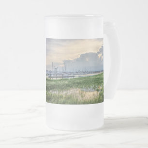 Evening At Charleston Harbour Frosted Glass Beer Mug