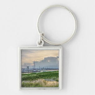 Evening At Charleston Harbour Key Ring