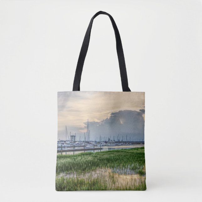 Evening At Charleston Harbour Tote Bag (Front)