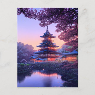 Evening at Riverside Temple Postcard