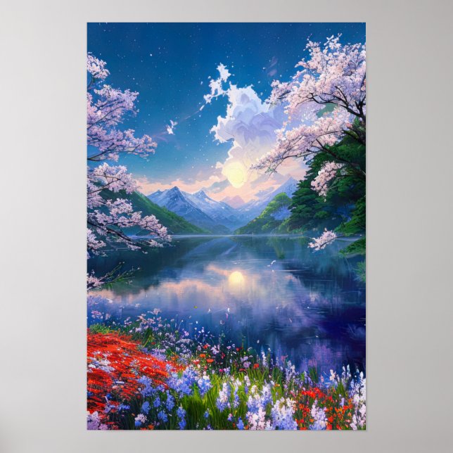 Evening at the Enchanting Lake Poster (Front)