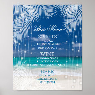 Evening Beach Wedding - Bar Menu Poster