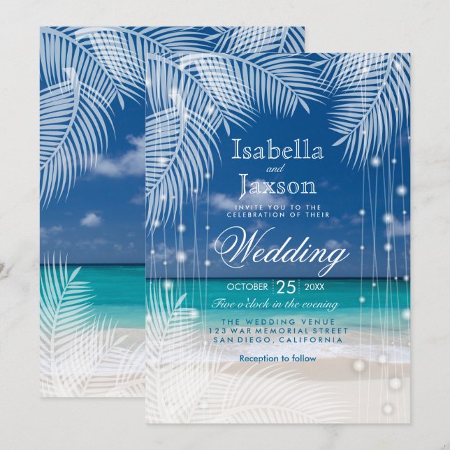 Evening Beach Wedding Invitation (Front/Back)