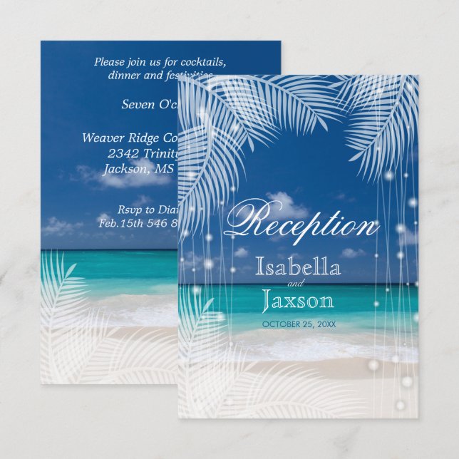 Evening Beach Wedding  - Reception Invitation (Front/Back)