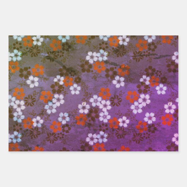 Evening Blossoms Wrapping Paper Sheet (Front)