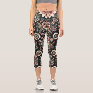 Evening Boho Blooms Capri Leggings