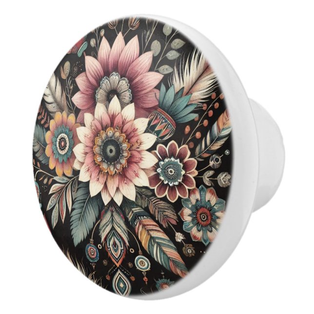 Evening Boho Blooms Ceramic Knob (Right)
