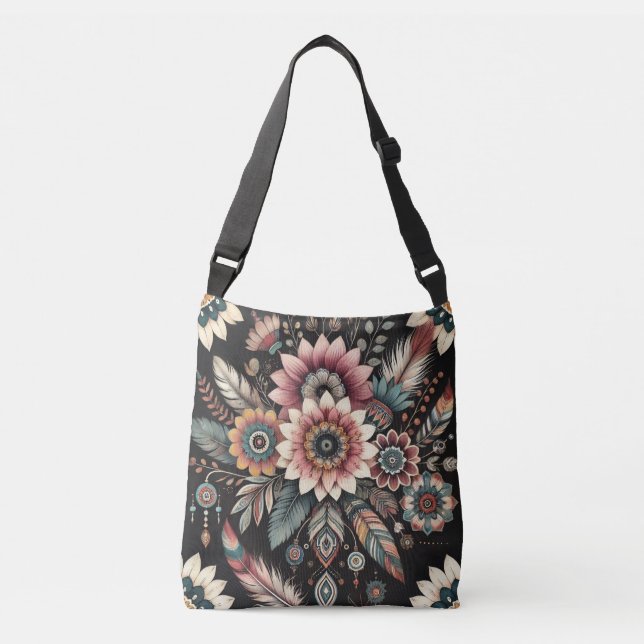 Evening Boho Blooms Crossbody Bag (Front)