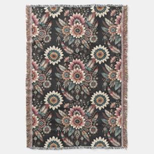 Evening Boho Blooms Throw Blanket