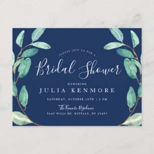 Evening Botanical   Bridal Shower Invite Postcard