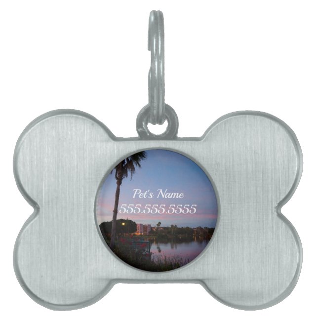 Evening By The Palm Tree Pet Tag (Front)