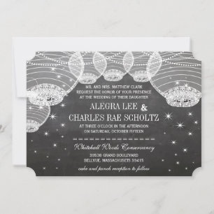 Evening Chalkboard Paper Lantern Under the Stars Invitation