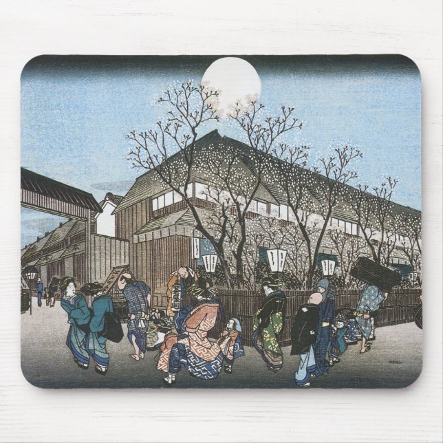 Evening Cherry at Nakanocho, Hiroshige, 1834-35 Mouse Mat (Front)