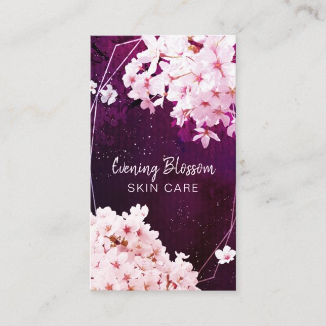 Evening Cherry Blossom Professional Skin Care Business Card (Front)