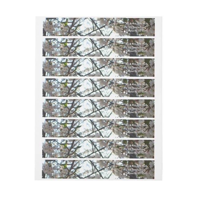 Evening Cherry Blossoms II Spring Sunset Wrap Around Label (Sheet)