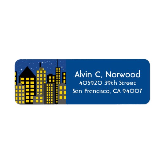 Evening City Skyline Cityscape Return Address Label