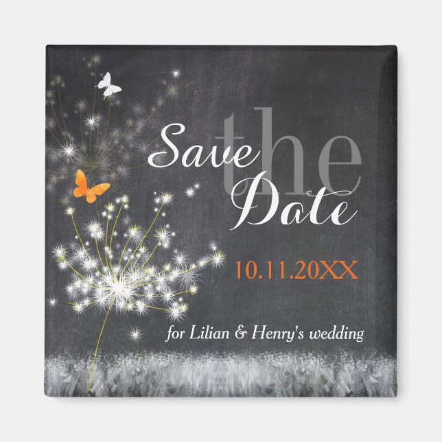 Evening Dandelions Wedding Save the Date Magnet (Front)