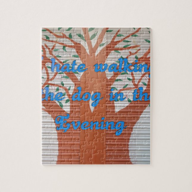 "Evening Dog Walk Dread" – I Hate Walking the Dog  Jigsaw Puzzle (Vertical)