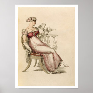 Evening dress or ball gown, fashion plate from Ack Poster