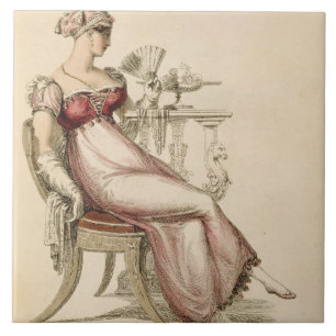 Evening dress or ball gown, fashion plate from Ack Tile