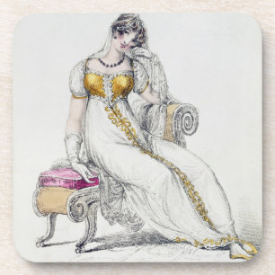 Evening dress or wedding dress, fashion plate from coaster
