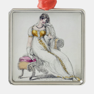 Evening dress or wedding dress, fashion plate from metal tree decoration