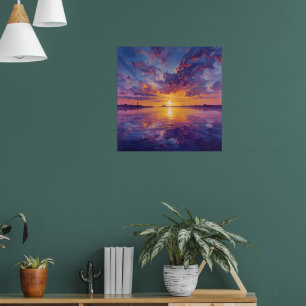 Evening Elegance – Colorful Sunset Over Water Fine Poster