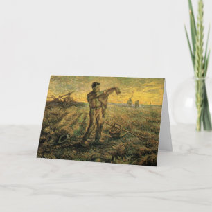 Evening - End of the Day by Vincent van Gogh Card