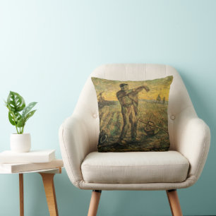 Evening - End of the Day by Vincent van Gogh Cushion