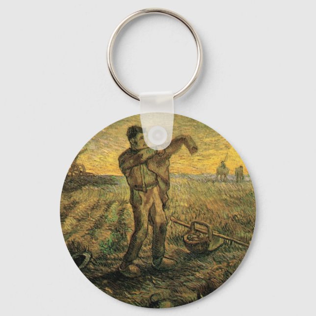 Evening - End of the Day by Vincent van Gogh Key Ring (Front)