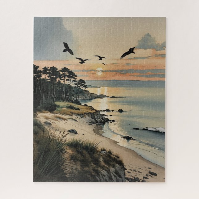 Evening Flight Above Serene Waters Jigsaw Puzzle (Vertical)