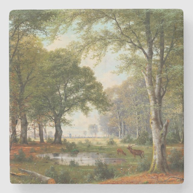 Evening Forest Landscape  Stone Coaster (Front)