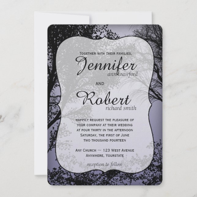 Evening Forest Metallic Wedding Invitation (Front)