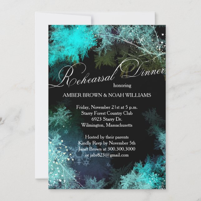 Evening Forest Wedding Rehearsal Dinner Invitation (Front)