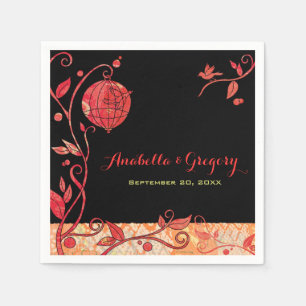 Evening Garden Love Birds Wedding Napkin