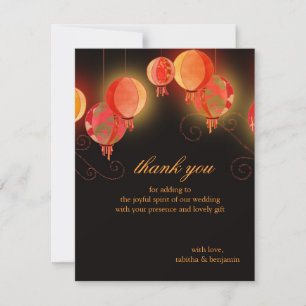 Evening Garden Paper Lanterns Wedding Thank You Card