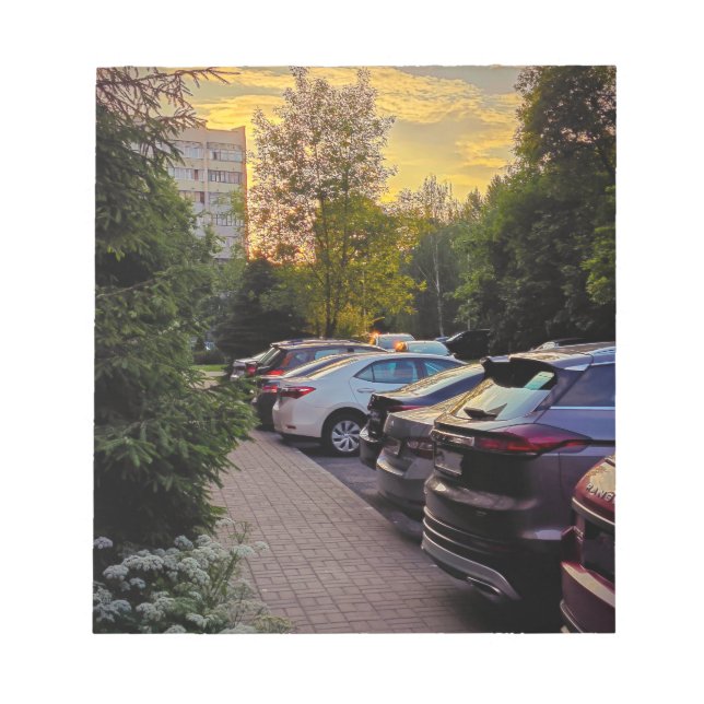 Evening Glow Cityscape Notepad – Customisable (Front)