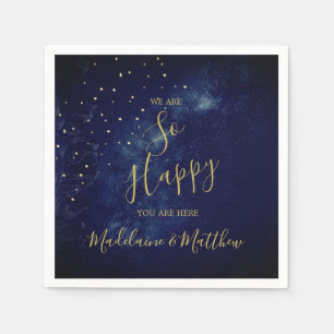 Evening Gold Stars Blue Astral Happy Napkin