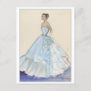 Evening Gown Fashion Design Sketch Postcard