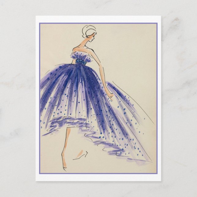 Evening Gown Fashion Design Sketch Postcard (Front)