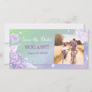 Evening Hydrangeas Wedding Photo Save the Date