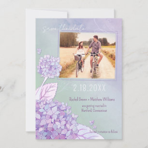 Evening Hydrangeas Wedding Photo Save the Date