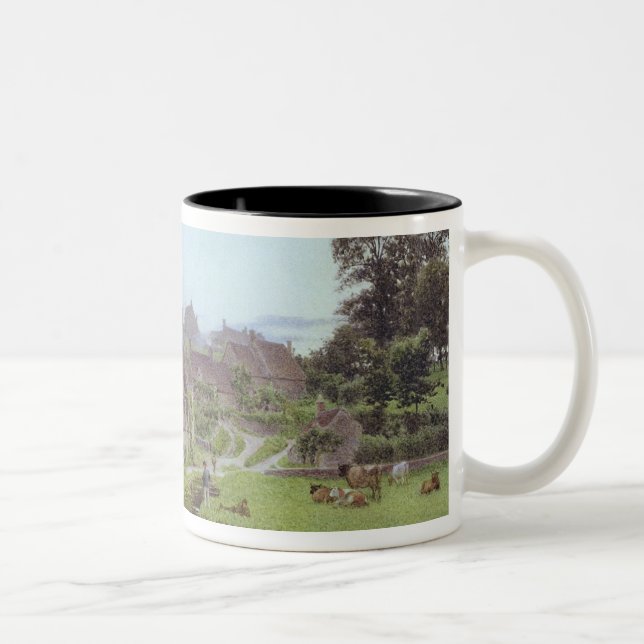 Evening in Arlington Row, Bibury, Gloucestershire Two-Tone Coffee Mug (Right)