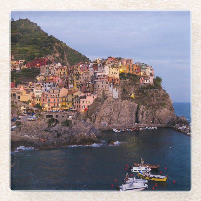 Evening in Manarola Glass Coaster (Front)