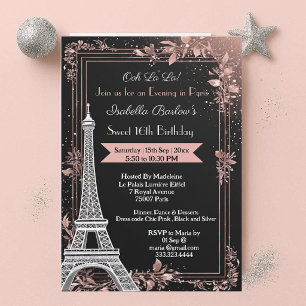 Evening in Paris Eiffel Tower Sweet 16 Birthday  Invitation