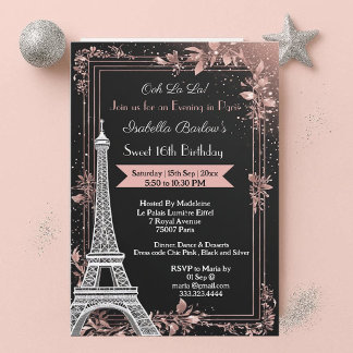 Evening in Paris Eiffel Tower Sweet 16 Birthday Invitation
