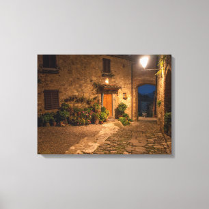 Evening in the ancient hillside town canvas print