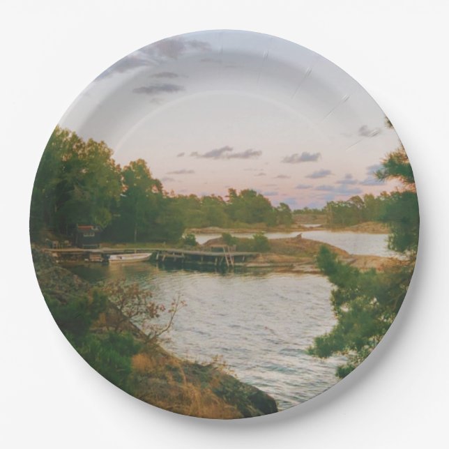 Evening in the swedish archipelago paper plate (Front)