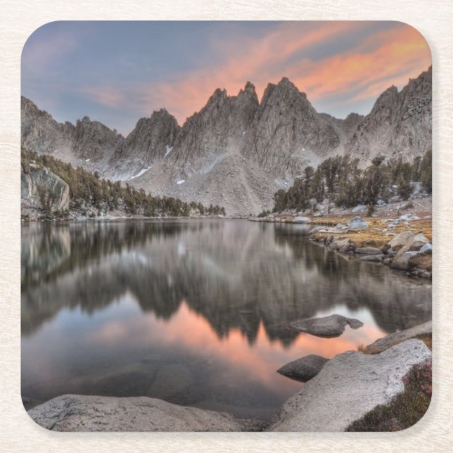 Evening Kearsarge Pinnacles Reflections Square Paper Coaster (Front)